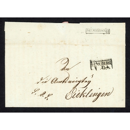 155 - HANOVER DISINFECTED MARKINGS; Nov./Dec. 1831 EL's to Wurzburg or Eicklingen with framed or circular ... 