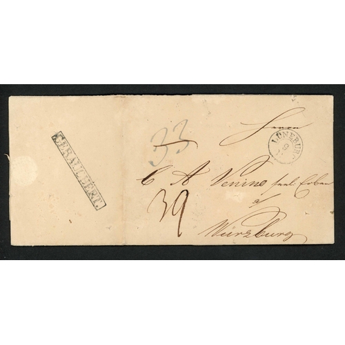 155 - HANOVER DISINFECTED MARKINGS; Nov./Dec. 1831 EL's to Wurzburg or Eicklingen with framed or circular ... 