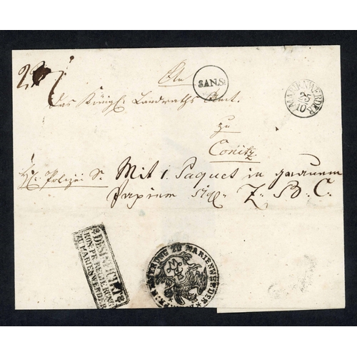 159 - MARIENWERDER MARKS; Pair with 7 Oct. 1831 El to Schwetz ex Marienwerder with double-ring 