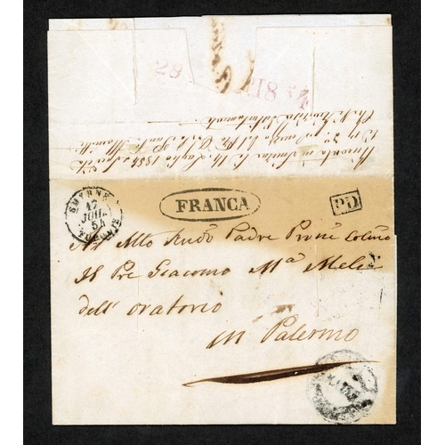 222 - STAMPLESS MAIL TO & FROM MALTA; Range with 1844 EL to Marseilles ex Tunis with forwarding agent's en... 