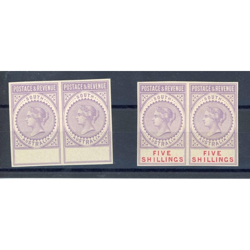 366 - DLR HIGH VALUE PROOFS; 1886 'POSTAGE & REVENUE' imperf pairs (2 - one with value tablet blank; other... 