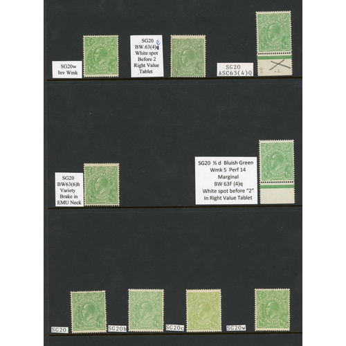 426 - 1913/14 and 1914/20 KGV ½d Group with marginal Prancing Horse essay of unknown status and unmounted ... 