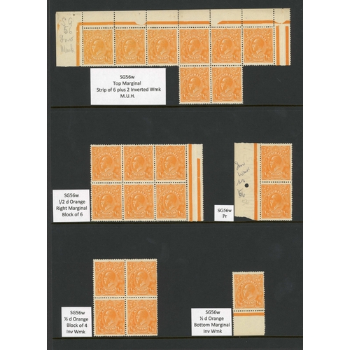 433 - 1918/23 KGV SIDEFACE GROUP; Unmounted mint range with ½d corner marginal, ½d wmk inv. (42 - inc. a s... 