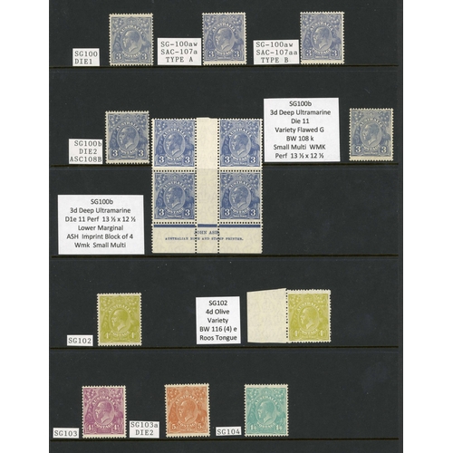 438 - 1928/30 KGV MULTI CROWN & A WMK PERF 13½ x 12½; Unmounted mint specialised group inc. ½d (159 inc. c... 