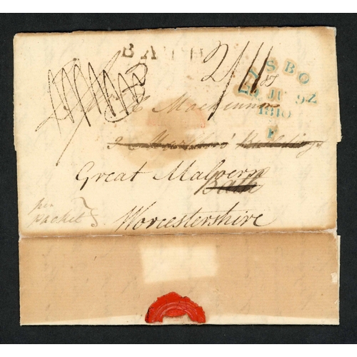 118 - PENINSULAR WAR DISINFECTED MAIL; 14 May 1810 EL (contents ref. a meal with Wellington) 'per Packet' ... 