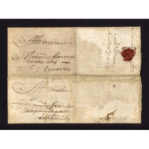 104 - PALESTINE - EX ACRE PAIR: 1682 EL to Livorno via Marseille Forwarding Agent where soaked in vinegar,... 