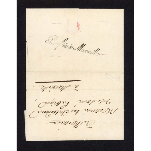 106 - PALESTINE  - FRENCH CONSULATE MAIL: 1836 EL ex St. Jean d'Acre to Marseille via Beirut with fine 