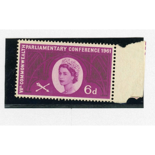 1444 - 1961 (SEP) COMMONWEALTH PARLIAMENTARY CONFERENCE: 6d value mounted mint marginal single with most of... 