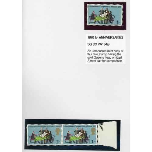 1449 - 1970 ANNIVERSARIES ISSUE - MISSING/SHIFTED COLOURS GROUP: Unmounted mint group inc. 5d value (Declar... 