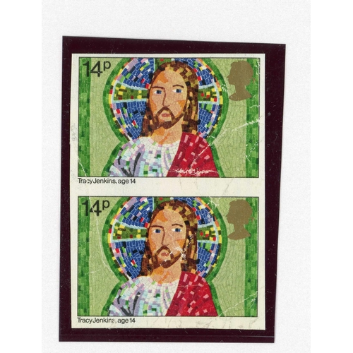 1456 - 1981 (NOV) CHRISTMAS ISSUE: 14p value in 3 imperf pairs, one vertical, one horizontal and one a vert... 