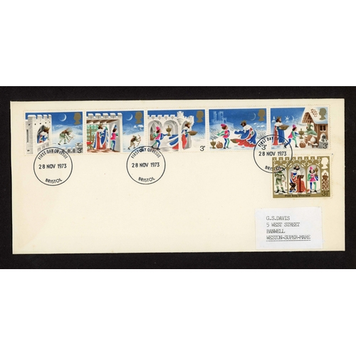 1481 - 1973 CHRISTMAS & 1981 NATIONAL TRUST FDC ERRORS: 1973 Xmas set of 6 stamps (SG 943/948) on plain FDC... 