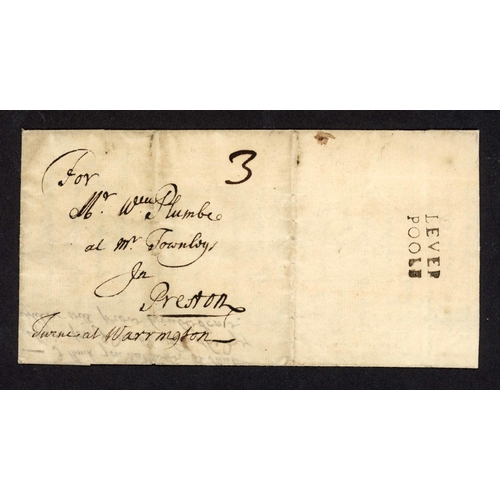 1841 - 1727 LEVER / POOLE 1727 EL Liverpool to Preston with very fine LEVER / POOLE two line hand stamp. Ra... 