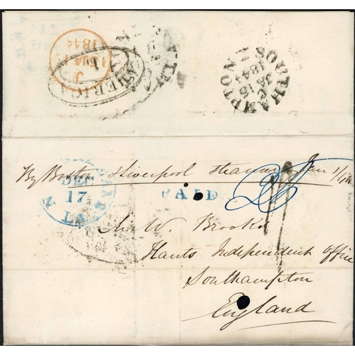 1843 - AMERICA/L MARKS; Group of 1844 EL's to the same firm in Southampton with 