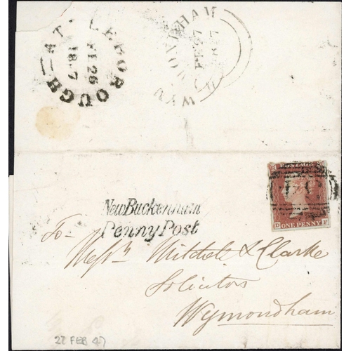 1862 - ATTLEBOROUGH & VILLAGES POST 1840 MAIL; Range on annotated leaves inc. 1847 reduced E to Norwich fra... 