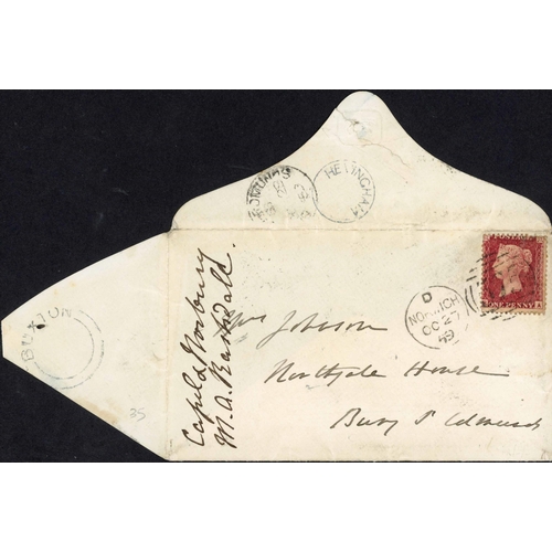 1863 - AYLSHAM VILLAGE UNDATED CANCELS; Range on annotated leaves inc. 1844 EL to Wymondham rated '1'(d) wi... 