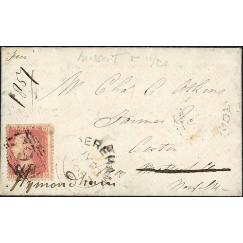 1868 - DEREHAM & AREA POST-1840 MAIL: Range on annotated leaves inc. 9 Oct. 1840 EL to Wymondham with 