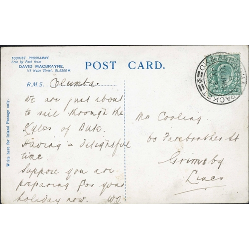 2063 - COLUMBA/IONA STEAMER INTERNAL MAIL; Range inc. 1902 Glasgow and Highland Royal Mail Steamers PPC to ... 