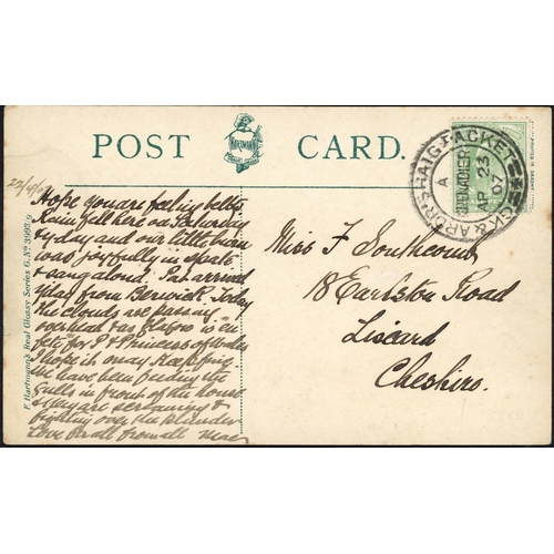 2067 - GRENADIER STEAMER MAIL - KEVII & KGV PERIOD; Range with 1907 PPC to Cheshire franked KEVII ½d tied b... 