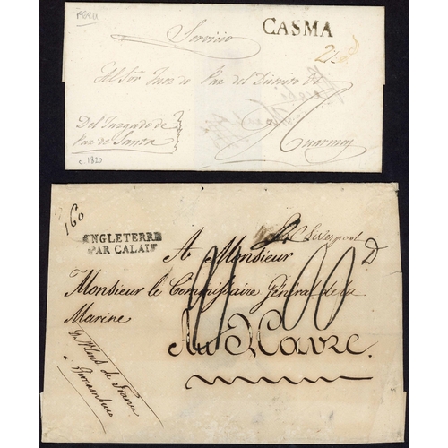 208 - SOUTH AMERICA PRESTAMP MIX: A group of mainly ex Brazil to France, inc. c.1838 env. to 