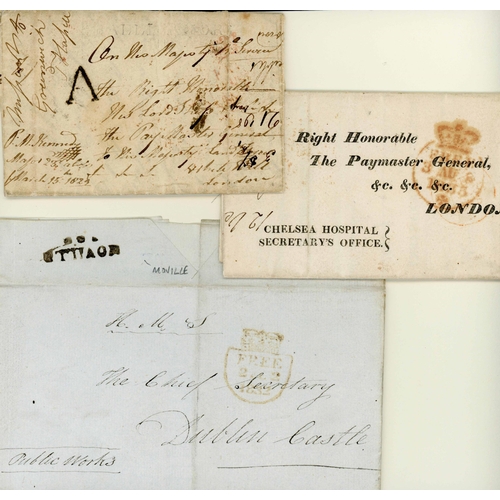 2084 - OFFICIAL FREE MAIL (DUBLIN CASTLE + PAYMASTER-GENERAL) INC. EARLY PRINTED ADDRESS COVER; 1829 EL (re... 