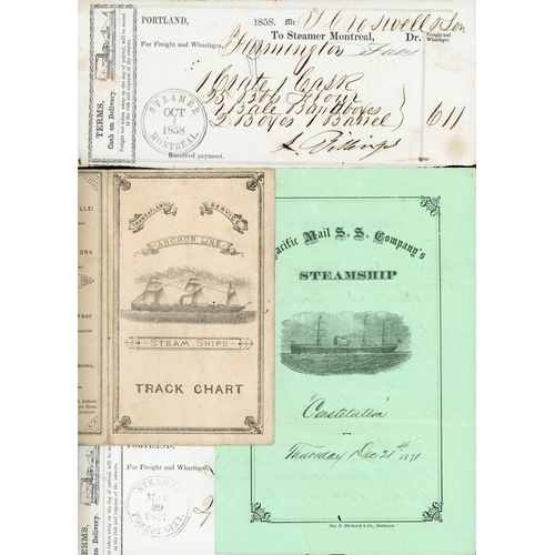 213 - MARITIME EPHEMERA - LOT INC. S.S. PACIFIC A.R.M.S.N.C. CONTRACT, TRACK CHARTS, FREIGHT RECEIPTS, ETC... 