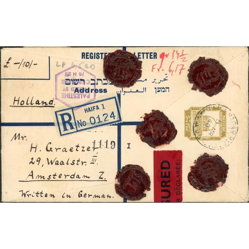 335 - ** WORLD MIXTURE; Small group with Palestine 1940 13m censored reg. env. to Amsterdam With Haifa reg... 