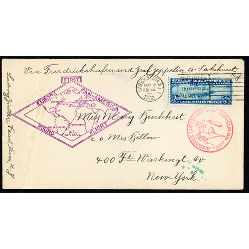 336 - GRAF ZEPPELIN FIRST EUROPE PAN AMERICA FLIGHT: Envelope carried to New York, with green Lakehurst Ze... 