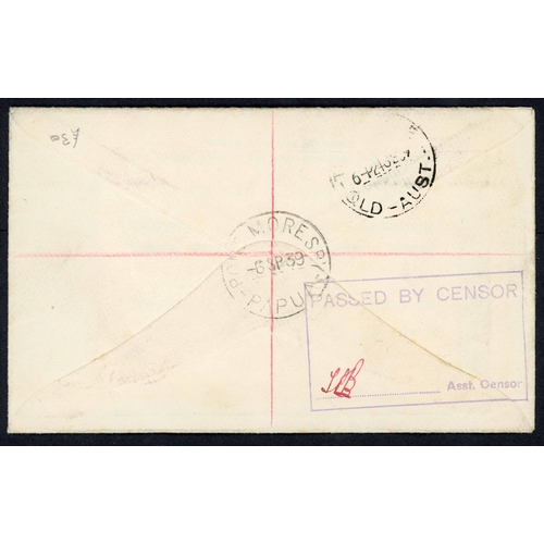 338 - 1939-44 CENSORED MAIL WITH AN AUSTRALASIAN FLAVOUR SENT VIA CLIPPER: inc. 6 Sept 1939 env registered... 