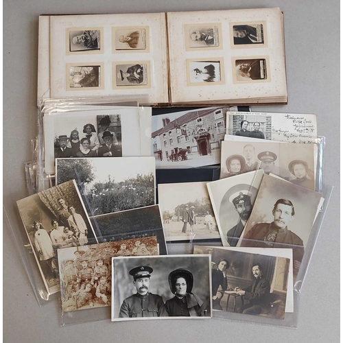 361 - REAL PHOTO POSTCARD PORTRAITS/GROUPS AND REAL PHOTO CIGARETTE CARDS: W North cigarette card album (l... 