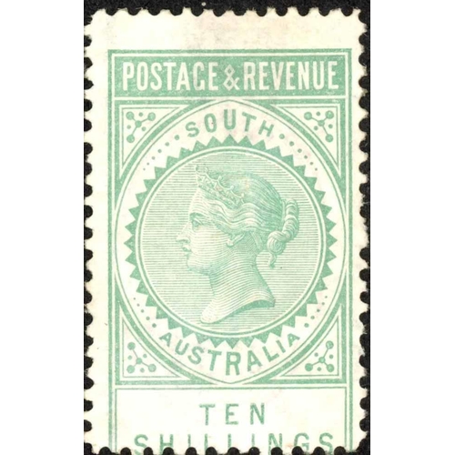 423 - 1886/96 POSTAGE & REVENUE; Mint unmounted Perf 12 10/- green centred very low, wmk sideways and show... 