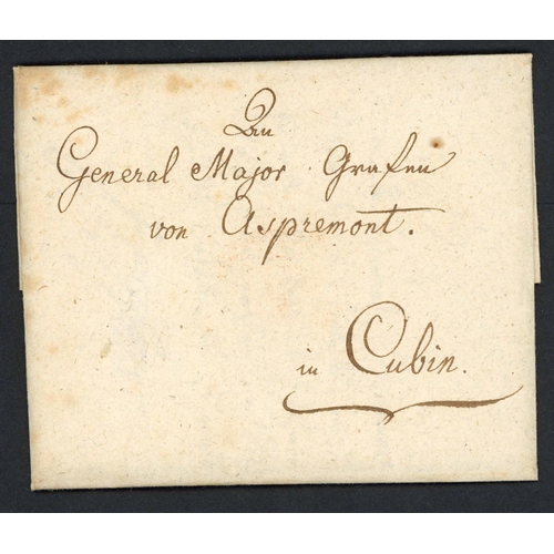 449 - 18th CENTURY ROYAL MAIL; 16 July 1788 EL (red wax Emperor Josef II seal on reverse) to Cubin (Kovin)... 