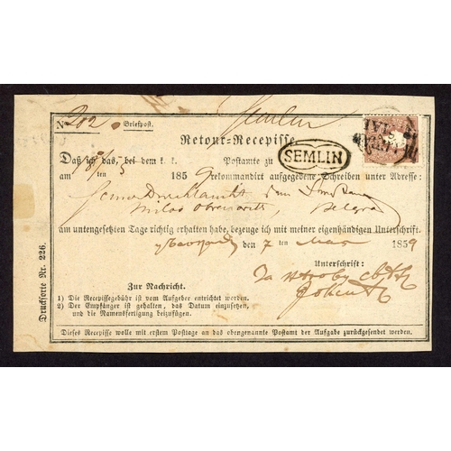 455 - SREM REGION NON-LETTER RATE MAIL; Quartet with 1856 printed matter E to Vienna franked imperf 1kr an... 