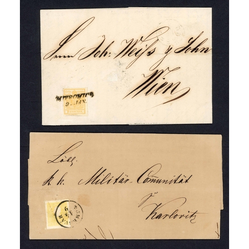 455 - SREM REGION NON-LETTER RATE MAIL; Quartet with 1856 printed matter E to Vienna franked imperf 1kr an... 