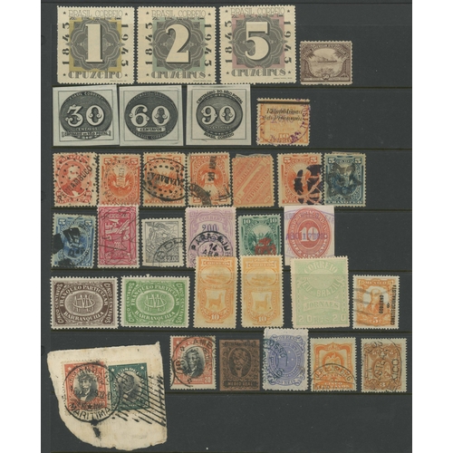 66 - SOUTH AMERICA: Mixture on 7 sides of stock sheets with much Brazil inc. mint blocks. Also some Centr... 