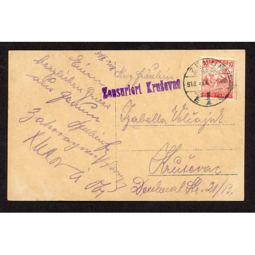 719 - SREM REGION EARLY 20th CENTURY MAIL; Range on annotated leaves inc. 1901/02 4f PC to Jaromer (Bohemi... 