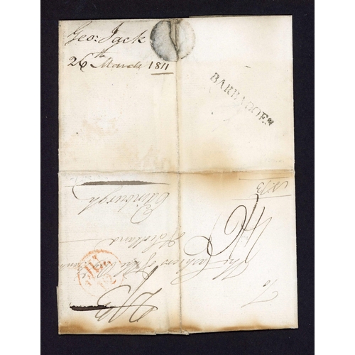 88 - BARBADOS - SCORCHED MAIL: 1811 EL to Edinburgh with v. fine 