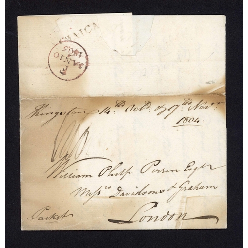 91 - JAMAICA - SCORCHED MAIL: 1800-05 ELs to 