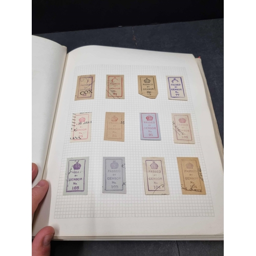 219 - WWI CENSOR MARKS: Album with collection of 'cut-out' censor marks presented in numerical order. Rang... 