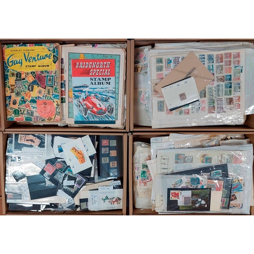 1200 - ALL PERIODS WORLDWIDE ASSORTMENT: Seven flat boxes containing a mixture of stamps in stock cards, al... 