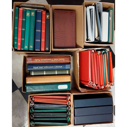 1201 - EMPTY BINDERS, STOCK BOOKS & ALBUMS PLUS SOME STOCK: Seven cartons containing empty items inc. SG sl... 