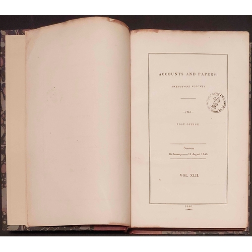 1189 - INDEXES TO PARLIAMENTARY REPORTS & PAPERS RELATING TO THE POST OFFICE 1735-1839: Leather-bound in on... 