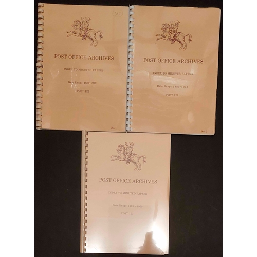 1195 - POST OFFICE ARCHIVES INDEXES: Covering proof books, hand-struck stamps, and minuted papers. A very u... 