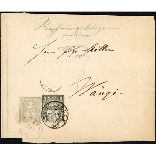 1037 - SITTING HELVETIA PRINTED MATTER RATE BANDS BOTH FORWARDED, ONE AT ADDITIONAL DIFFERENT RATE; Very sm... 