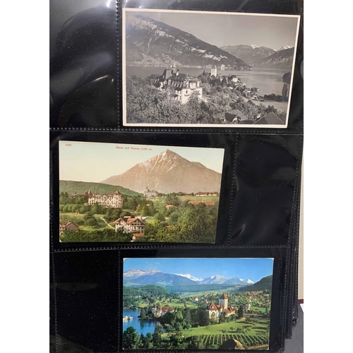 1041 - MAINLY EARLY PICTURE POSTCARDS OF THE AREA OF INTERLAKEN, LAKE THUN, LAKE BRIENZ, ETC.: Two folders ... 