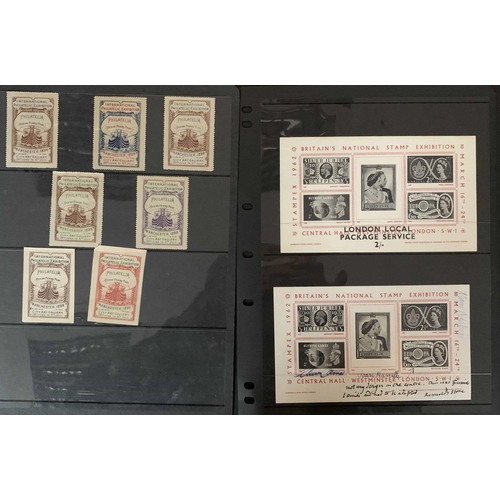 116 - PHILATELIC EXHIBITIONS 1898-1980: A range of labels, sheetlets and cards from national and local exh... 