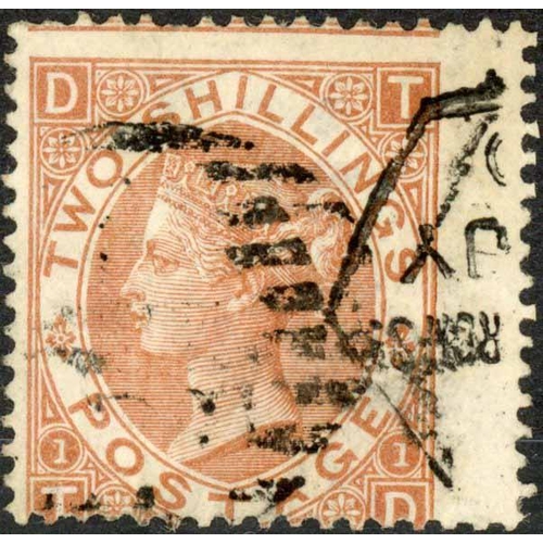 1271 - 1880 2/- BROWN - TD: A used marginal example, centred to foot. Fine. SG 121 £4,250.