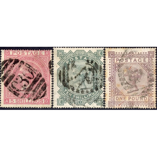 1276 - 1867 MALTESE CROSS  WATERMARK 5/- rose plate 2 AG with central almost complete 