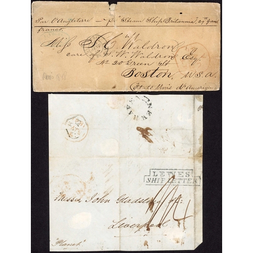 138 - SOUTHAMPTON, LEWES, HULL ETC. SHIP LETTER HS: c.1790-1909 group inc. c.1790 piece (filing creases) t... 