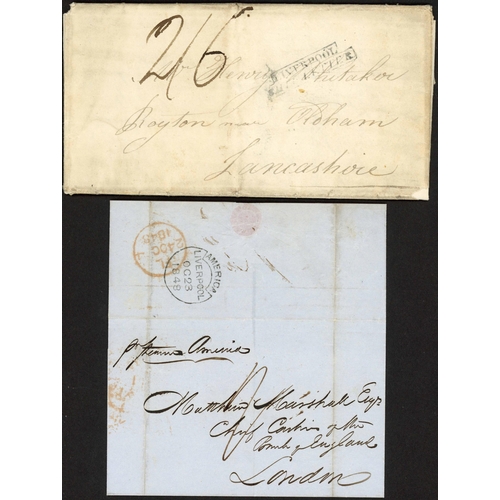 140 - INCOMING OVERSEAS MAIL FROM USA THROUGH LIVERPOOL: 1816-48 trio inc 1816 EL Philadelphia to Royston ... 