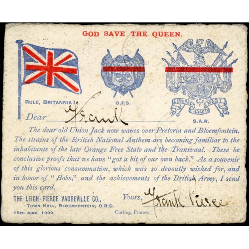 148 - 1900-02 ANGLO-BOER WAR - MAIL TO OVERSEAS DESTINATIONS FROM ORANGE FREE STATE inc. 25 July 1900 patr... 